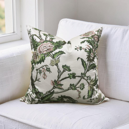 Embroidered Decorative Pillow Floral Mily 22x22" Knife Edge Cover
