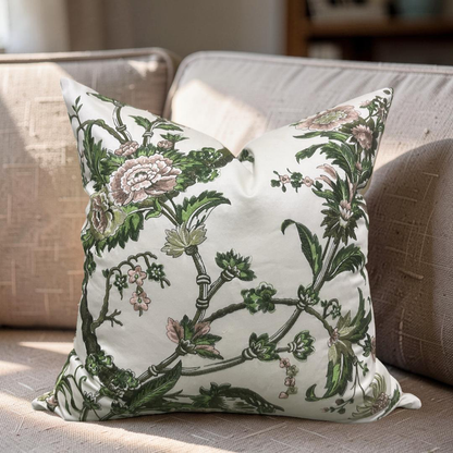Embroidered Decorative Pillow Floral Mily 22x22" Knife Edge Cover
