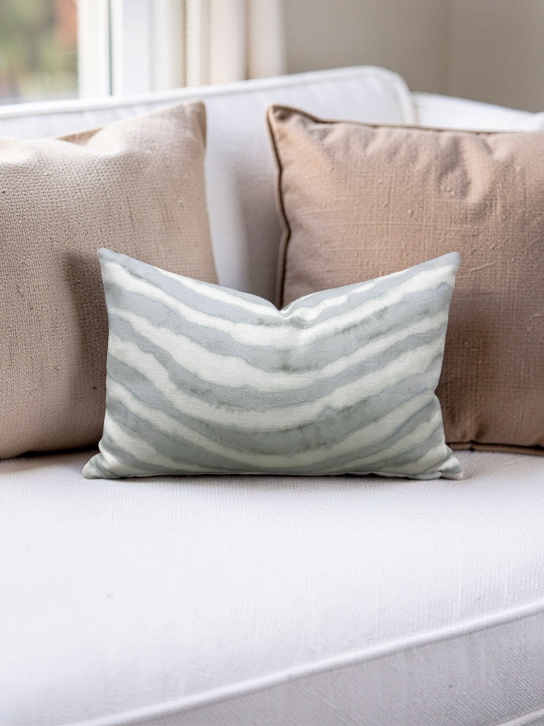 Kravet Fabric Lumbar Pillow Makai Reef 12x18" Knife Edge Cover