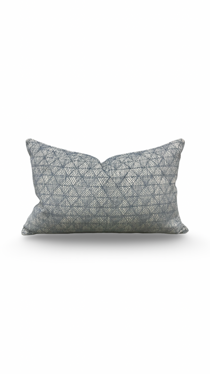 Pale Blue and Cream Geometric Patterned 12x18" Knife Edge Decorative Lumbar Pillow