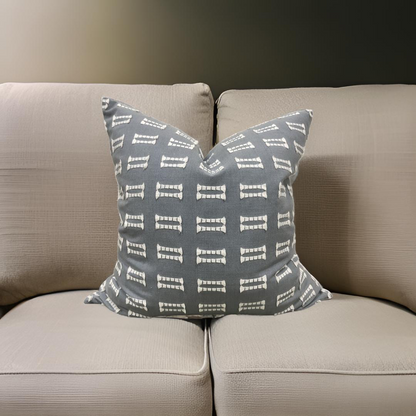 Light Blue and White Embroidered 22x22" Knife Edge Decorative Pillow