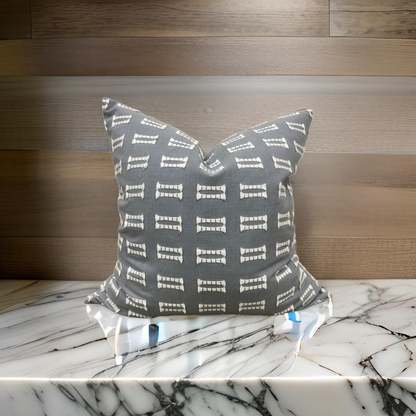 Light Blue and White Embroidered 22x22" Knife Edge Decorative Pillow