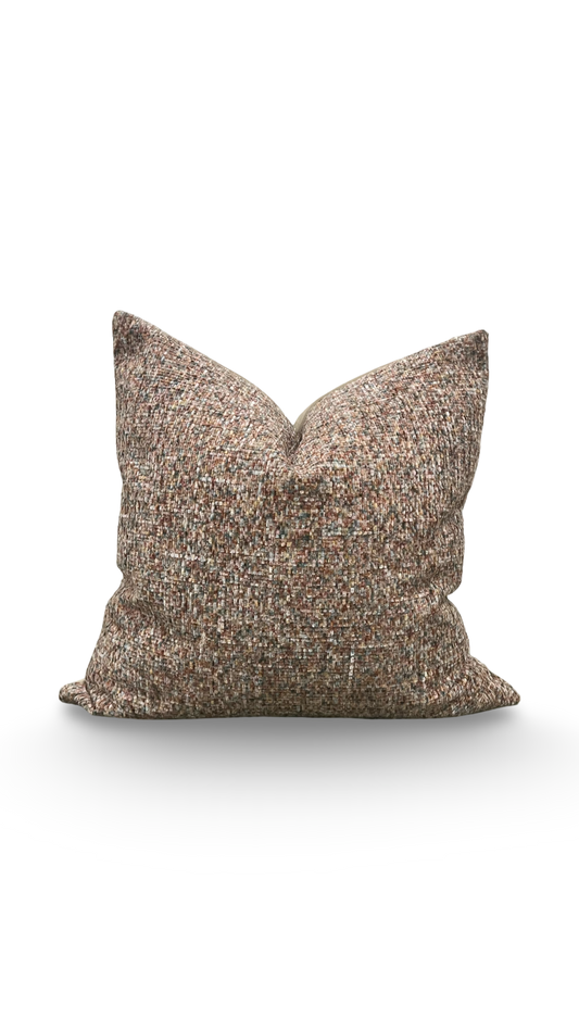 Designer Fabric Chenille Multi Colored 20x20" Knife Edge Decorative Throw Pillow
