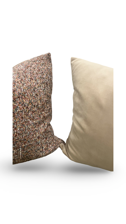 Designer Fabric Chenille Multi Colored 20x20" Knife Edge Decorative Throw Pillow