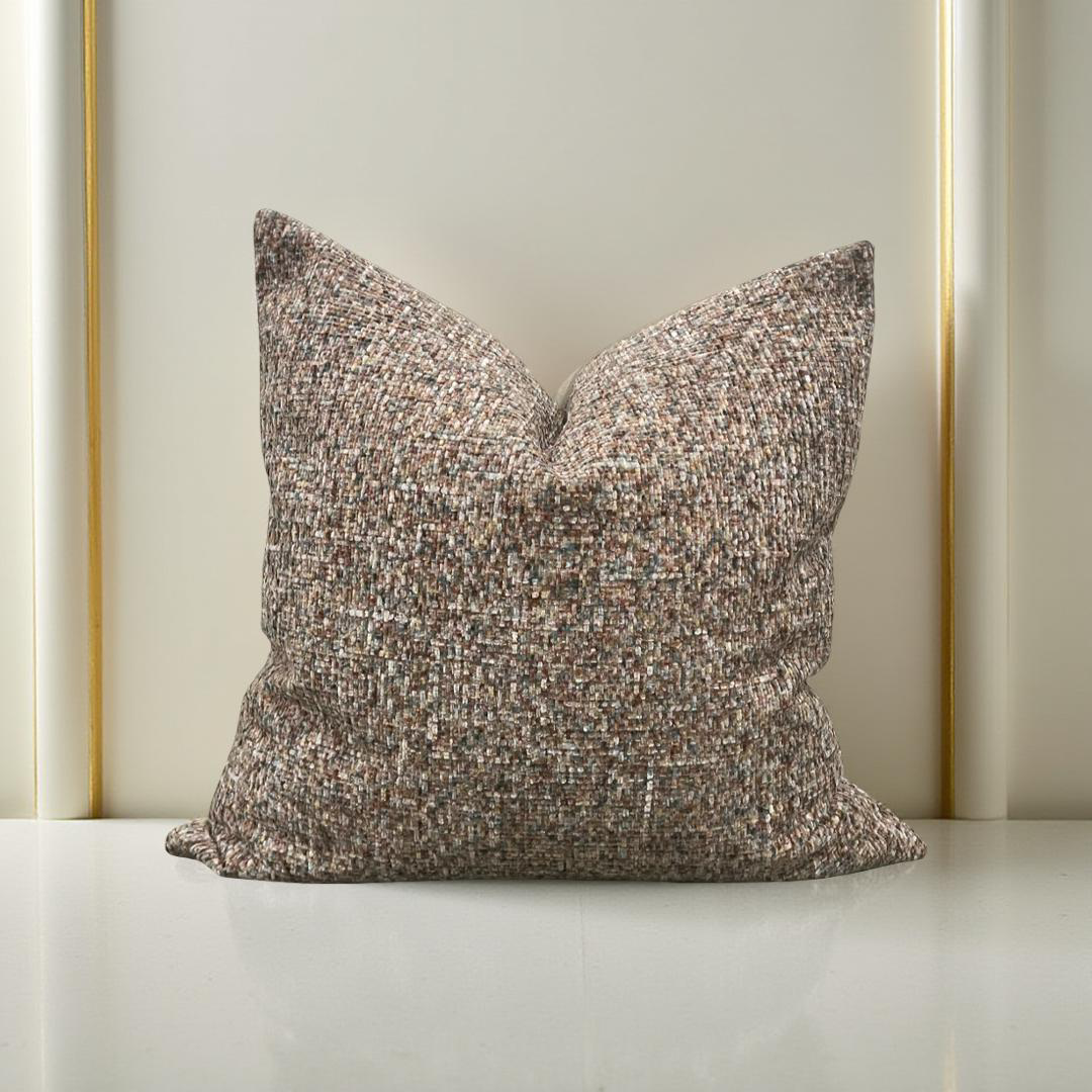 Designer Fabric Chenille Multi Colored 20x20" Knife Edge Decorative Throw Pillow