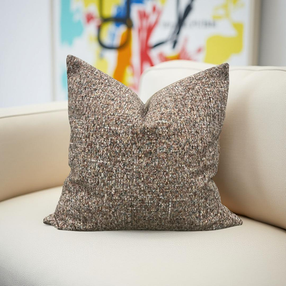 Designer Fabric Chenille Multi Colored 20x20" Knife Edge Decorative Throw Pillow