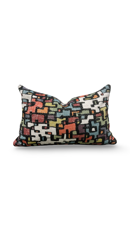 Designer Fabric Puzzle Gumdrop 12x18" Knife Edge Decorative Lumbar Pillow