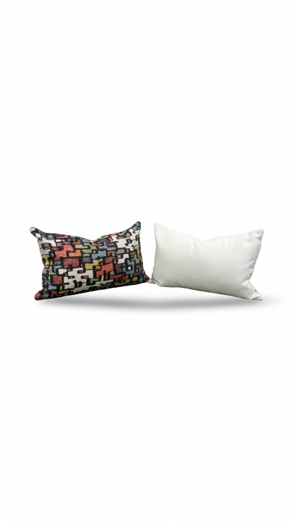 Designer Fabric Puzzle Gumdrop 12x18" Knife Edge Decorative Lumbar Pillow
