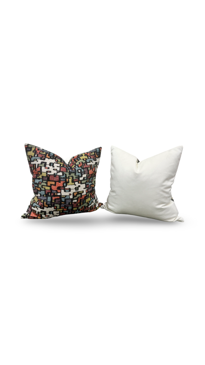 Designer Fabric Puzzle Gumdrop 18x18" Knife Edge Decorative Throw Pillow