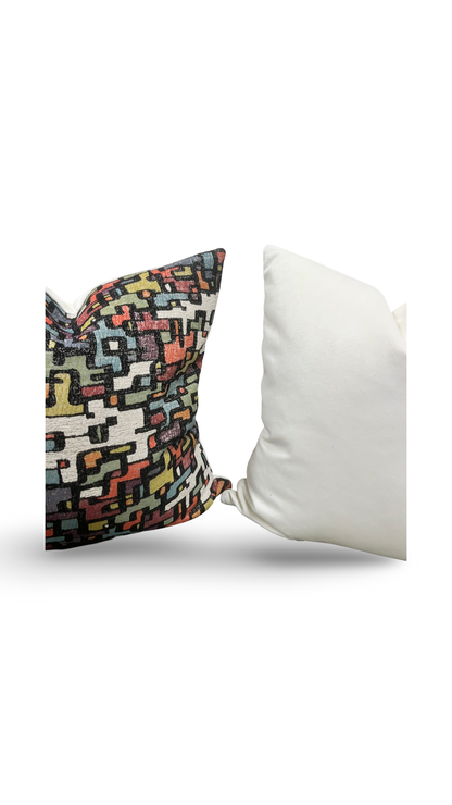 Designer Fabric Puzzle Gumdrop 18x18" Knife Edge Decorative Throw Pillow