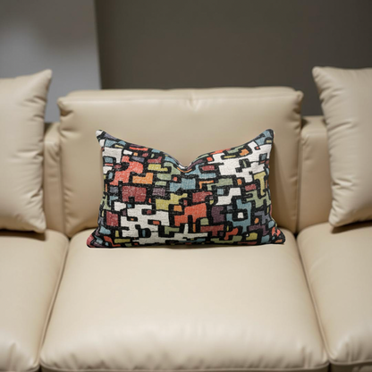 Designer Fabric Puzzle Gumdrop 12x18" Knife Edge Decorative Lumbar Pillow