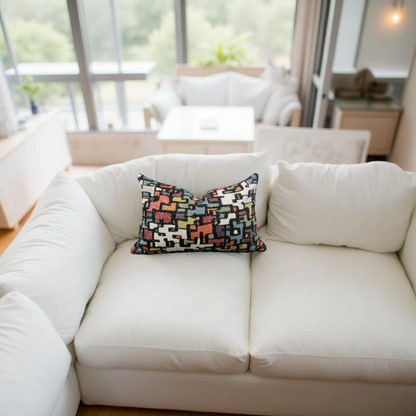 Designer Fabric Puzzle Gumdrop 12x18" Knife Edge Decorative Lumbar Pillow