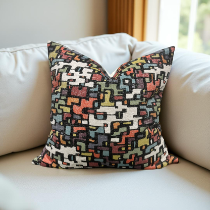 Designer Fabric Puzzle Gumdrop 18x18" Knife Edge Decorative Throw Pillow