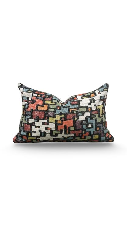 Designer Fabric Puzzle Gumdrop 12x18" Knife Edge Decorative Lumbar Pillow