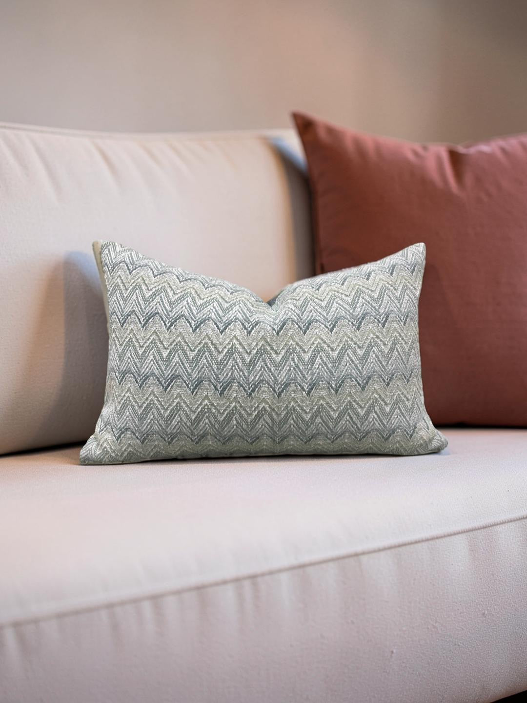 Lee Jofa Lumbar Pillow Cambrose Weave Mineral 12x18" Knife Edge Cover
