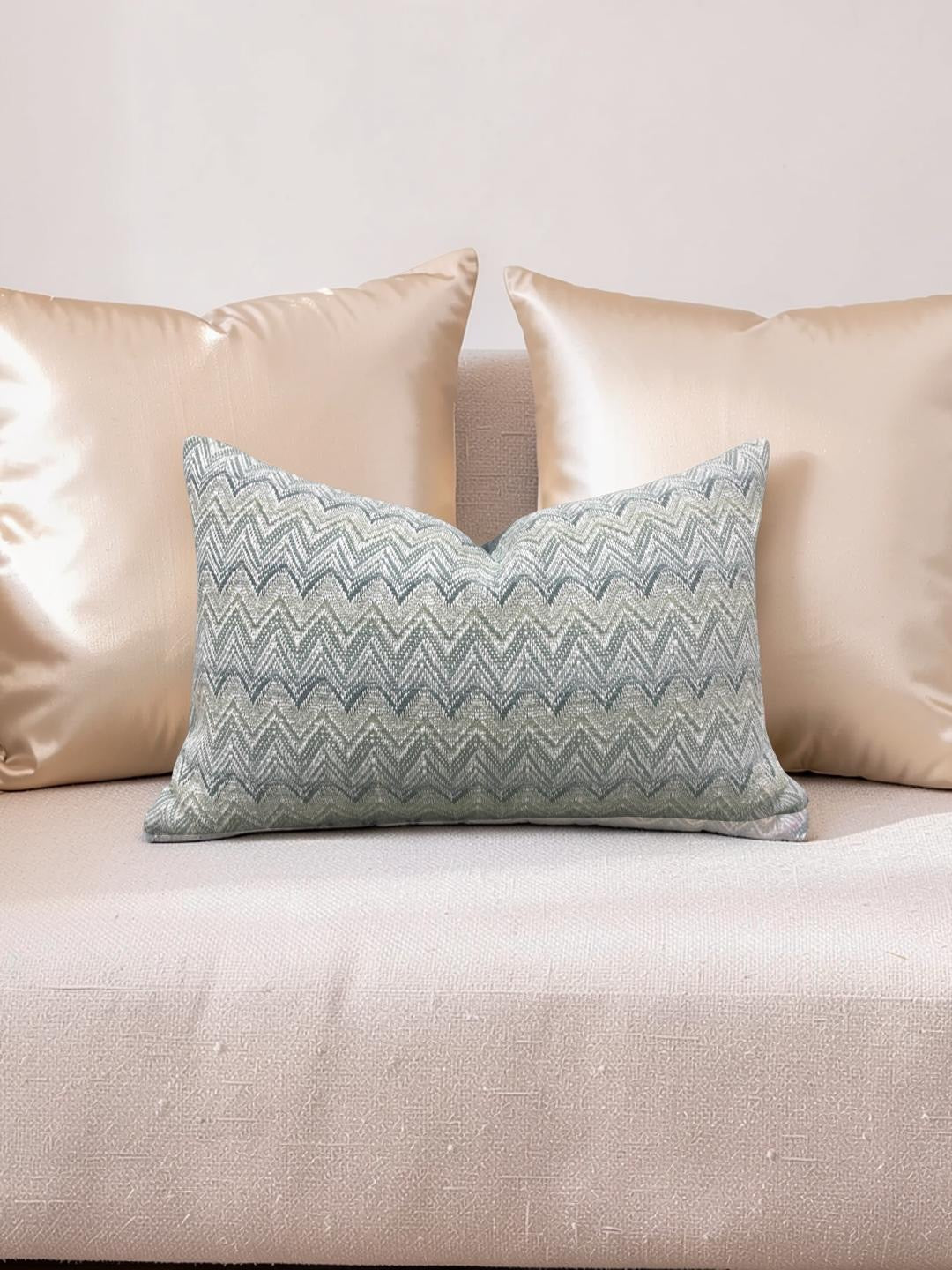 Lee Jofa Lumbar Pillow Cambrose Weave Mineral 12x18" Knife Edge Cover