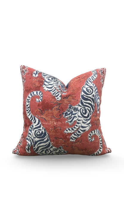 Tiger Decorative Pillow Bongol Poppy - 18x18" Knife Edge Cover