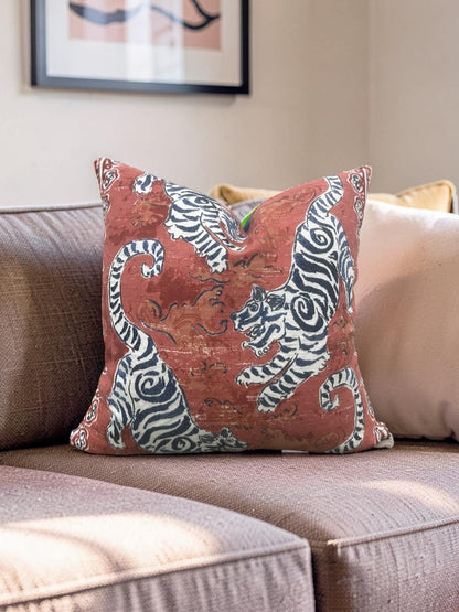 Tiger Decorative Pillow Bongol Poppy - 18x18" Knife Edge Cover