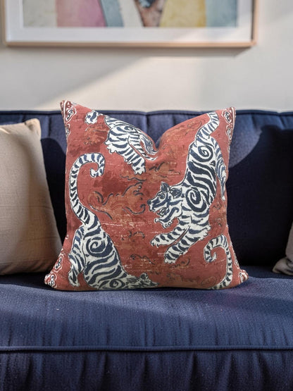 Tiger Decorative Pillow Bongol Poppy - 18x18" Knife Edge Cover