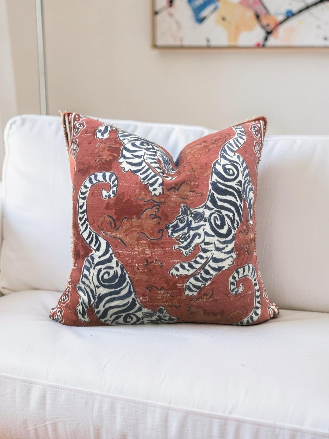 Tiger Decorative Pillow Bongol Poppy - 18x18" Knife Edge Cover
