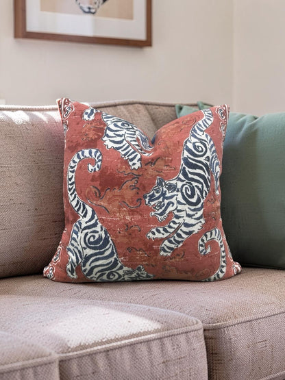 Tiger Decorative Pillow Bongol Poppy - 18x18" Knife Edge Cover
