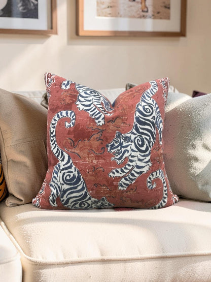 Tiger Decorative Pillow Bongol Poppy - 18x18" Knife Edge Cover