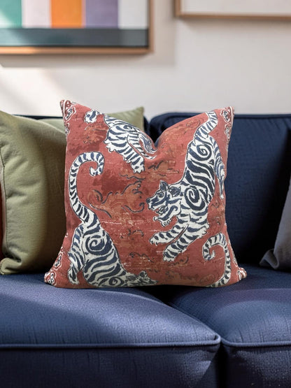 Tiger Decorative Pillow Bongol Poppy - 18x18" Knife Edge Cover