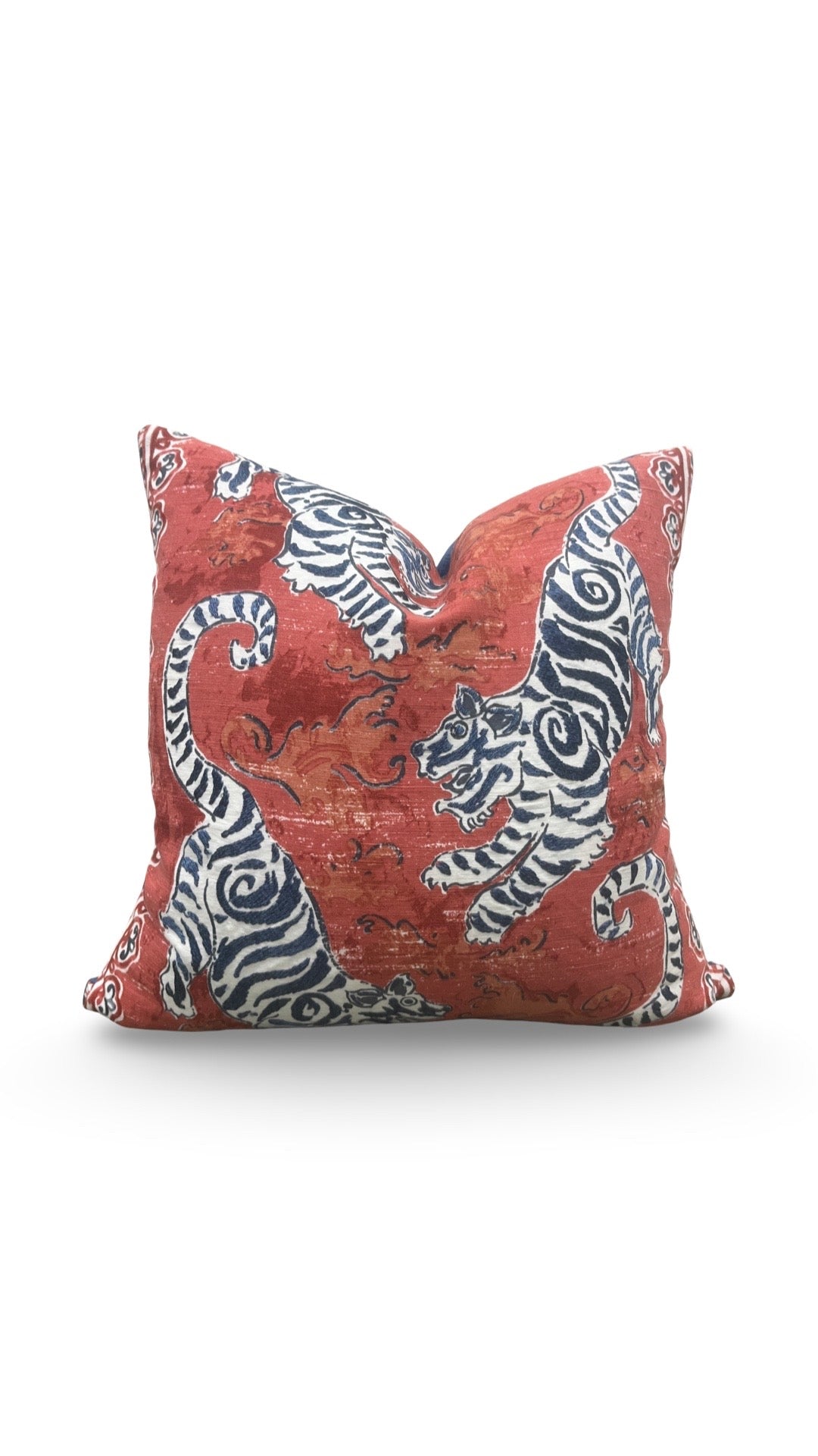 Tiger Decorative Pillow Bongol Poppy - 18x18" Knife Edge Cover
