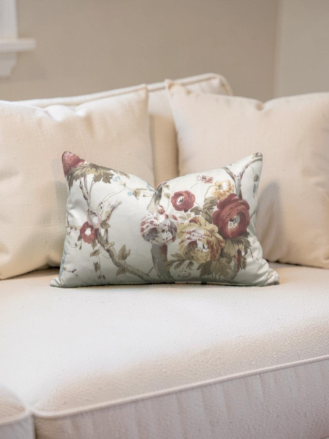Lee Jofa Lumbar Pillow Trentham Hall Rose 12x18" Knife Edge Cover