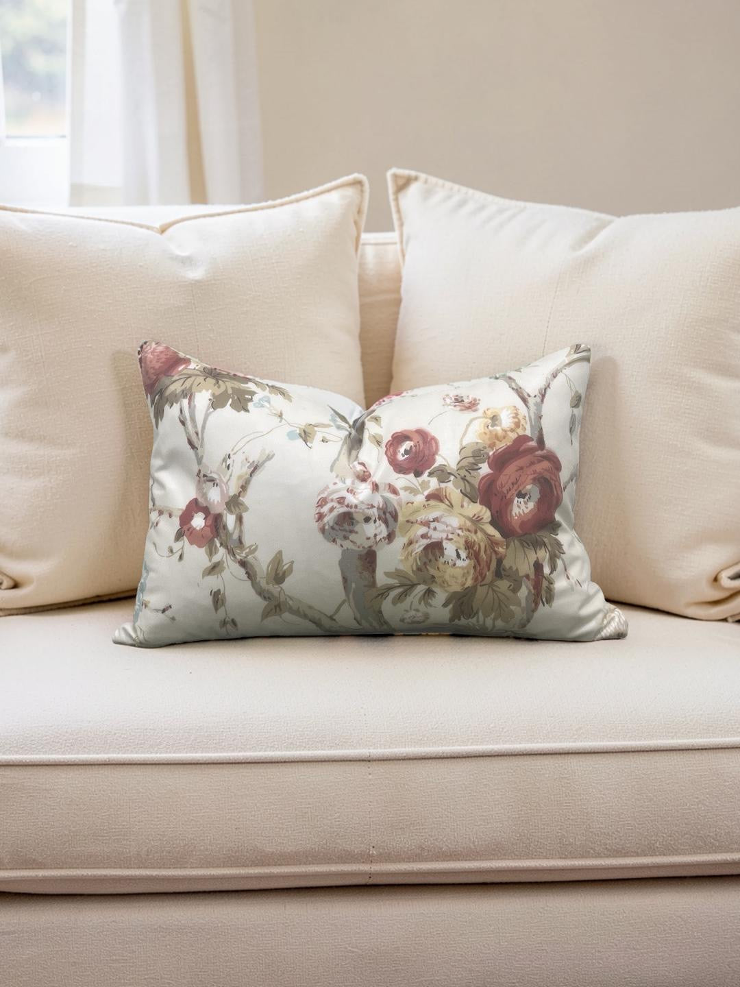 Lee Jofa Lumbar Pillow Trentham Hall Rose 12x18" Knife Edge Cover