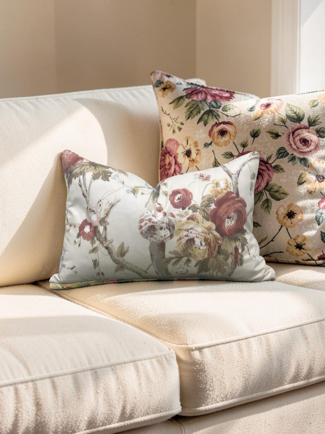 Lee Jofa Lumbar Pillow Trentham Hall Rose 12x18" Knife Edge Cover