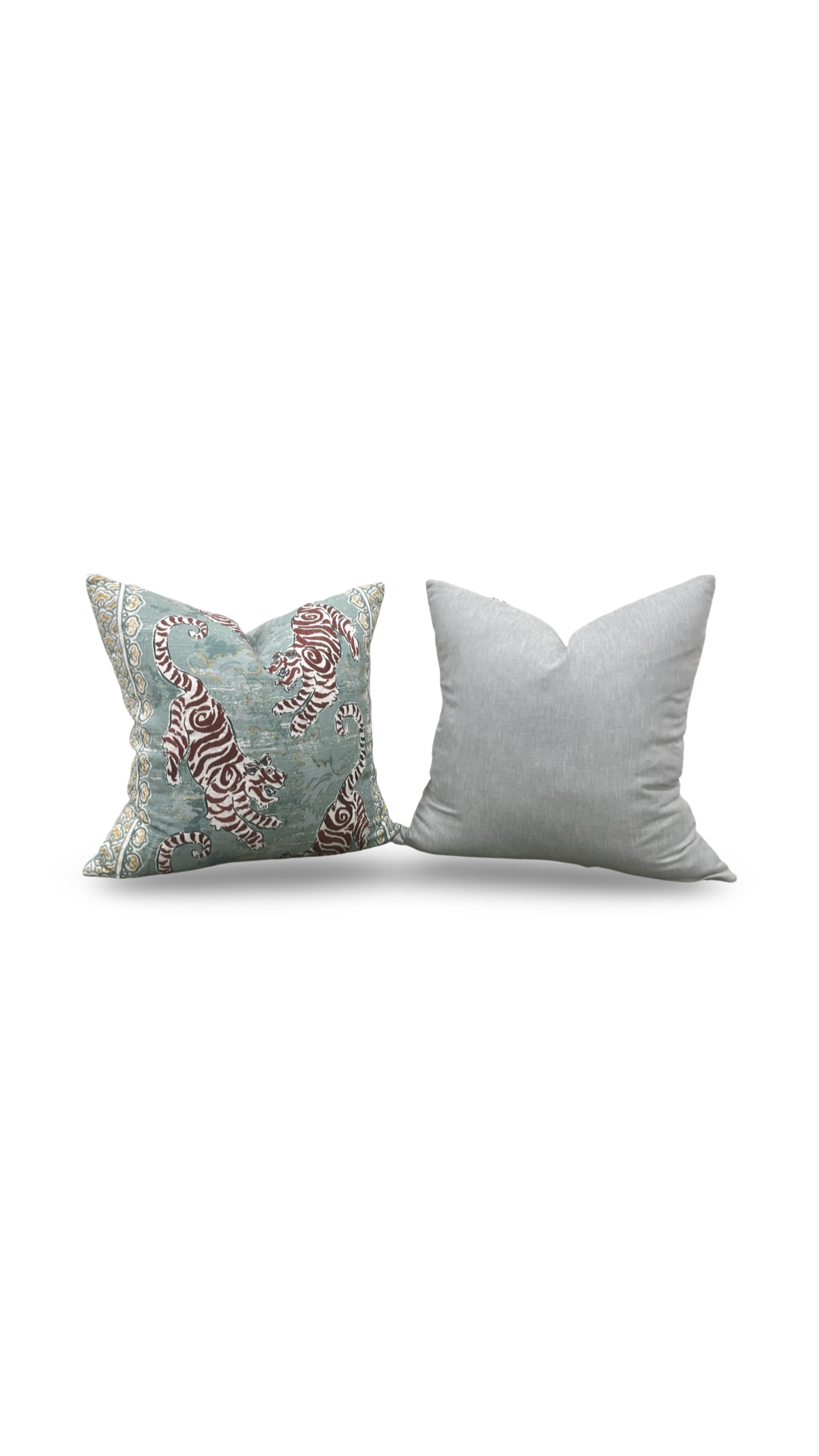 Lee Jofa Decorative Pillow Bongol Print Aqua 22x22" Knife Edge Cover