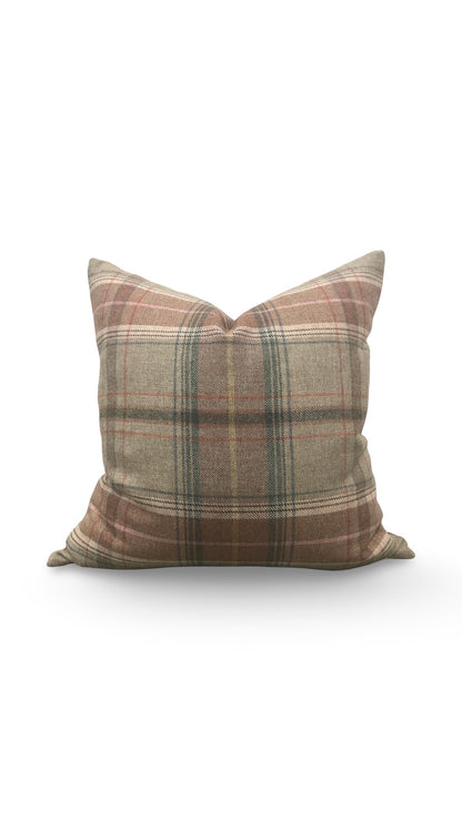 Lee Jofa Decorative Pillow Shetland Plaid Quartz 20x20" Knife Edge Cover
