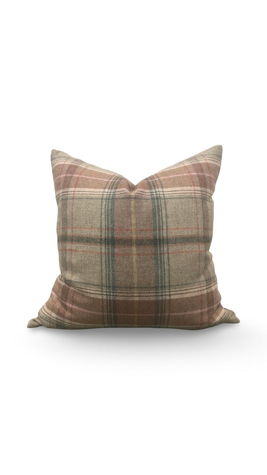 Lee Jofa Decorative Pillow Shetland Plaid Quartz 20x20" Knife Edge Cover