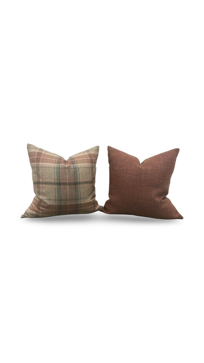 Lee Jofa Decorative Pillow Shetland Plaid Quartz 20x20" Knife Edge Cover