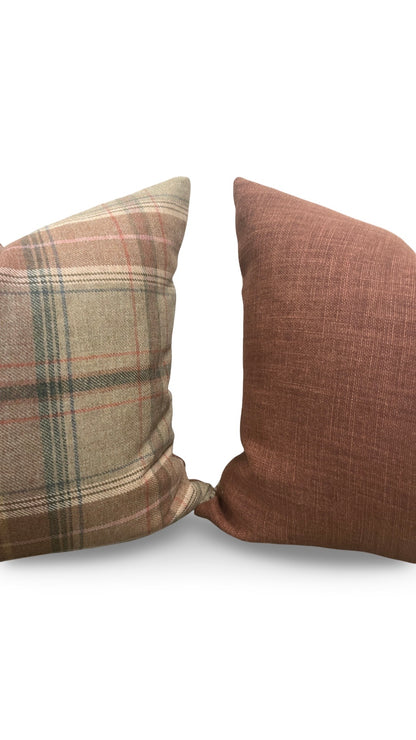 Lee Jofa Decorative Pillow Shetland Plaid Quartz 20x20" Knife Edge Cover