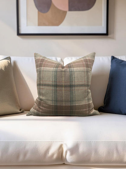 Lee Jofa Decorative Pillow Shetland Plaid Quartz 20x20" Knife Edge Cover