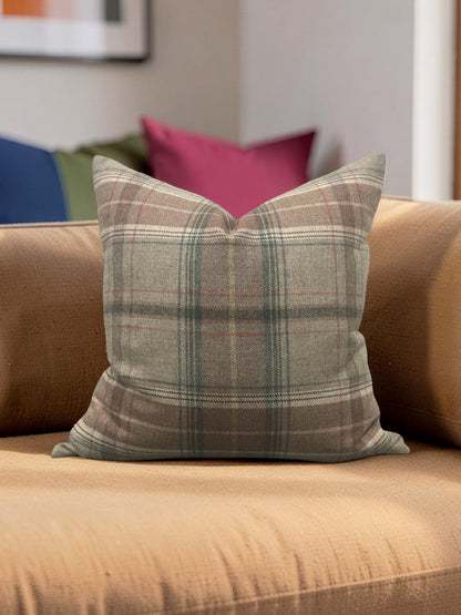 Lee Jofa Decorative Pillow Shetland Plaid Quartz 20x20" Knife Edge Cover