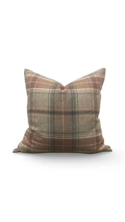 Lee Jofa Decorative Pillow Shetland Plaid Quartz 20x20" Knife Edge Cover