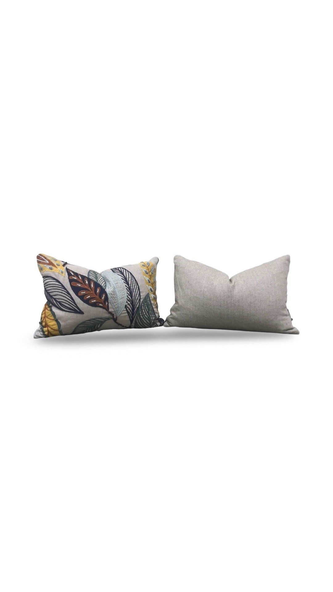Lee Jofa Lumbar Pillow Forest Leaves Indigo Teal 12x18" Knife Edge Cover