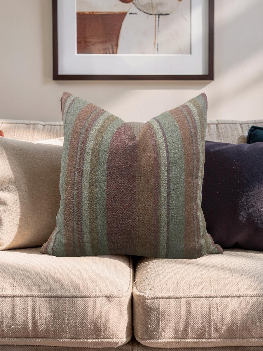 Mulberry Decorative Pillow Lindisfarne Stripe 18x18" Knife Edge Cover