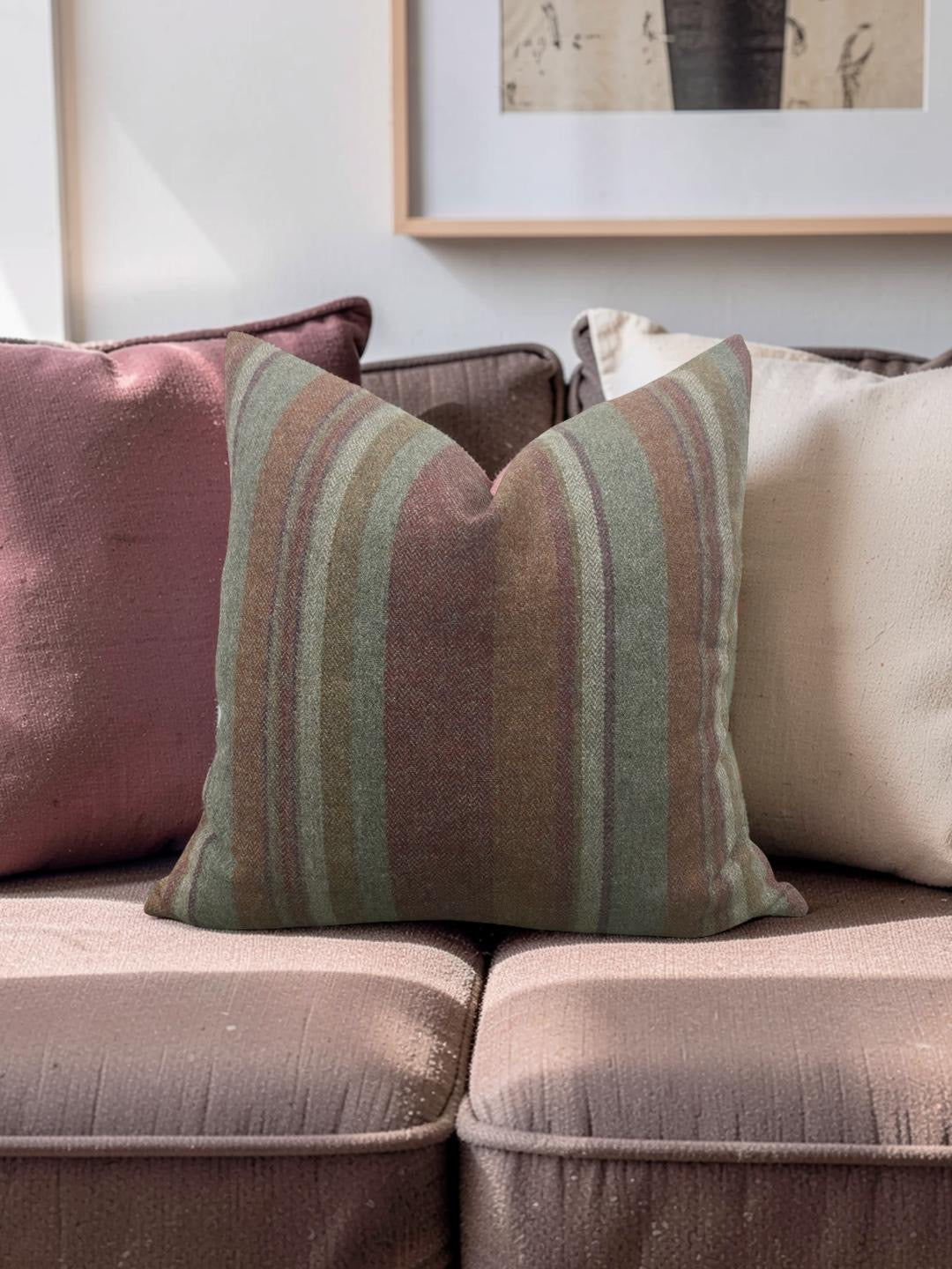 Mulberry Decorative Pillow Lindisfarne Stripe 18x18" Knife Edge Cover