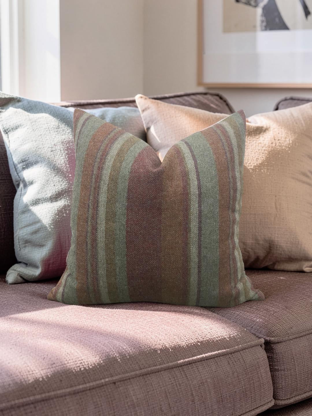 Mulberry Decorative Pillow Lindisfarne Stripe 18x18" Knife Edge Cover