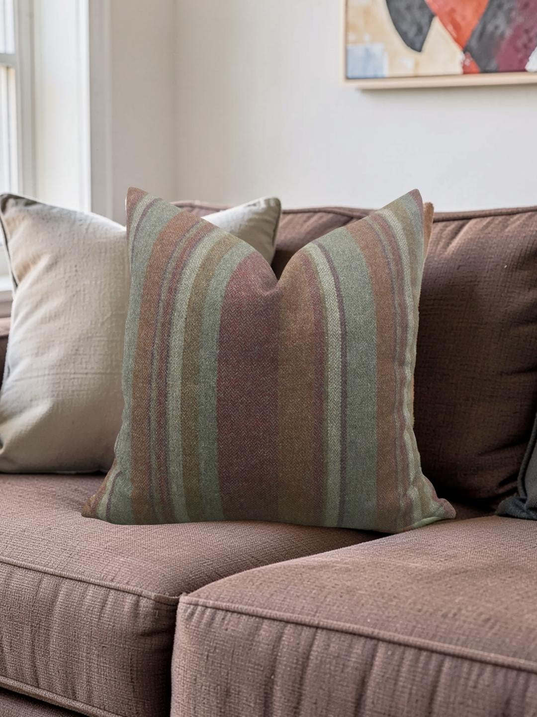 Mulberry Decorative Pillow Lindisfarne Stripe 20x20" Knife Edge Cover