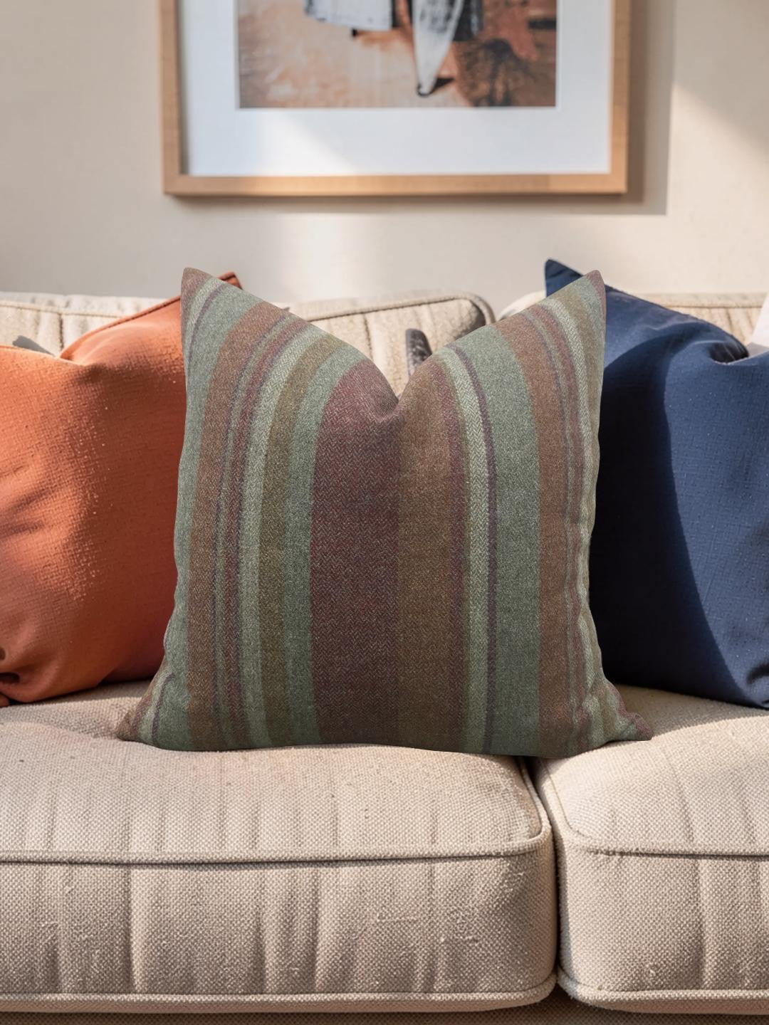 Mulberry Decorative Pillow Lindisfarne Stripe 18x18" Knife Edge Cover