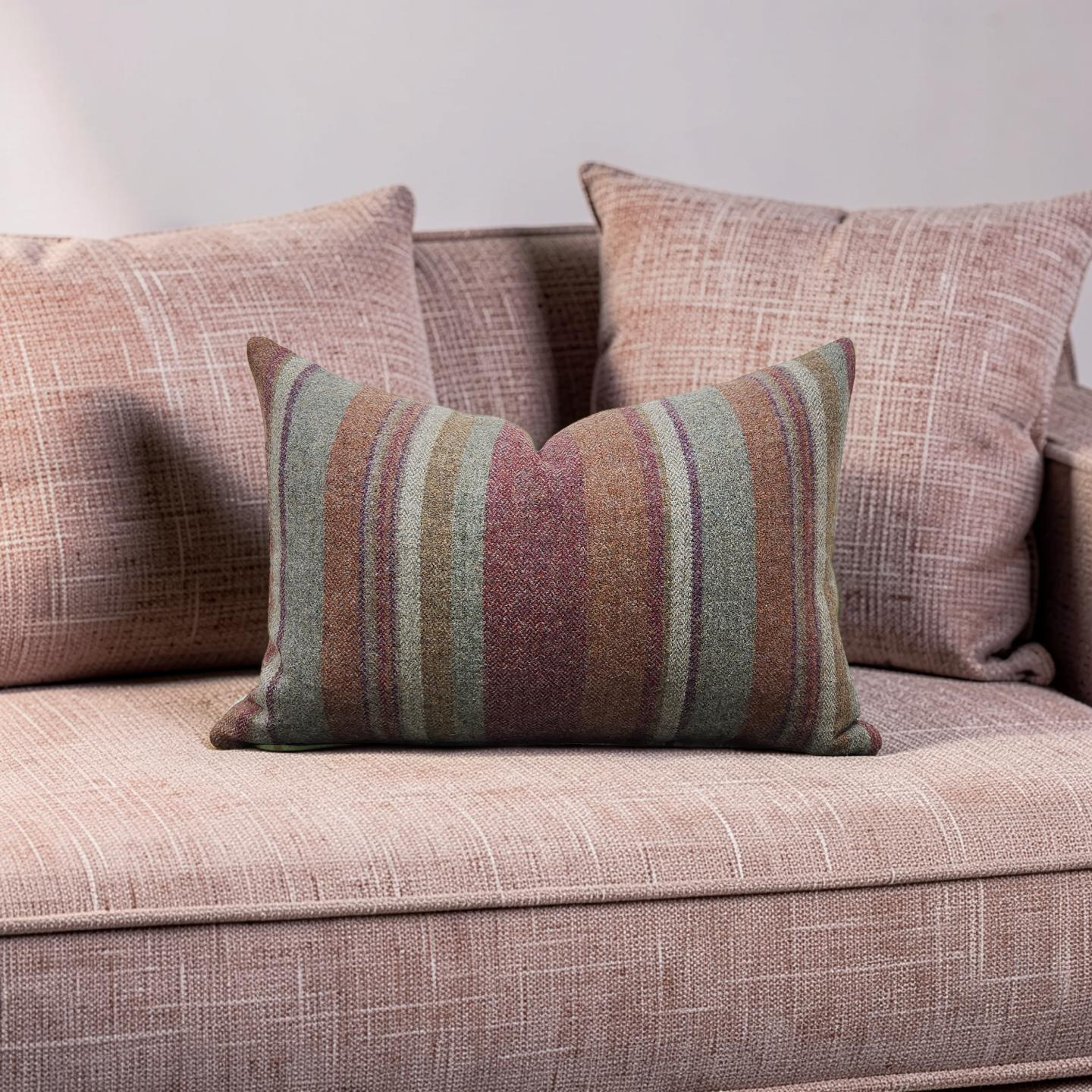 Lumbar Pillow Lindisfarne Stripe - Russet/Sage 12x18" Knife Edge Cover