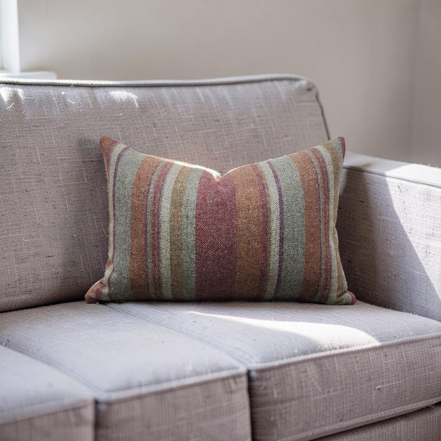 Lumbar Pillow Lindisfarne Stripe - Russet/Sage 12x18" Knife Edge Cover