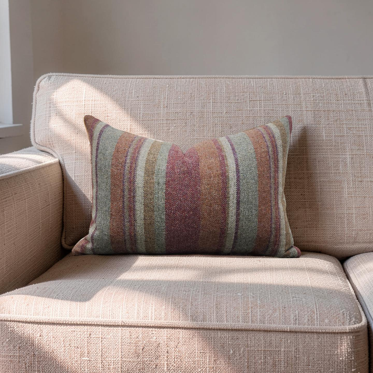 Lumbar Pillow Lindisfarne Stripe - Russet/Sage 12x18" Knife Edge Cover