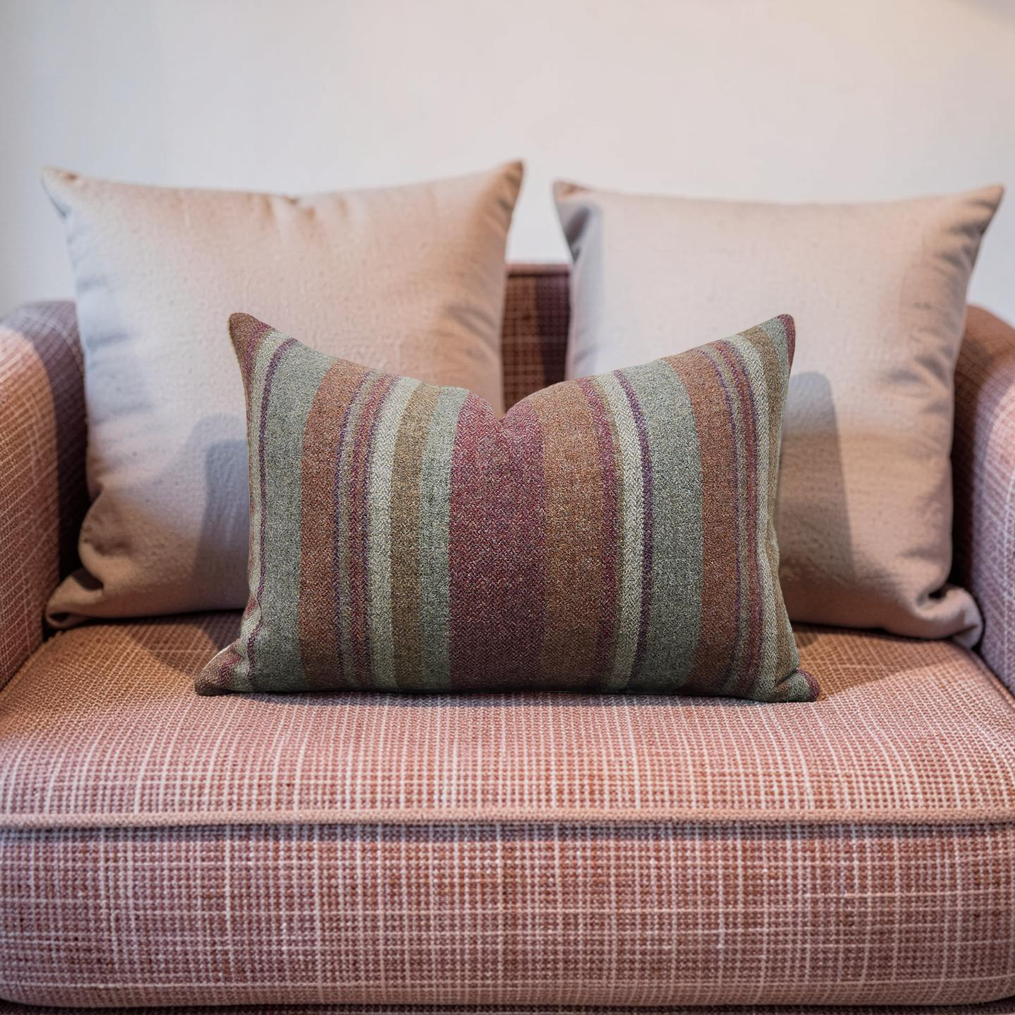 Lumbar Pillow Lindisfarne Stripe - Russet/Sage 12x18" Knife Edge Cover