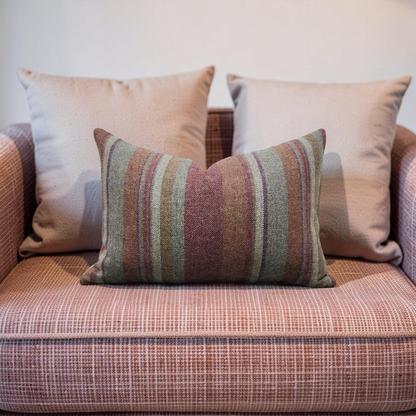 Lumbar Pillow Lindisfarne Stripe - Russet/Sage 12x18" Knife Edge Cover